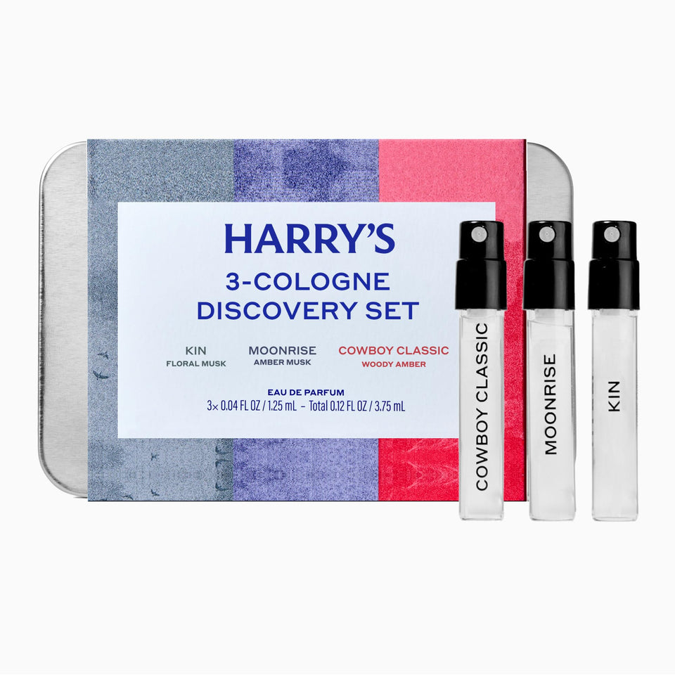 Harry's metal tin front view showing secure collectible storage and polished finish