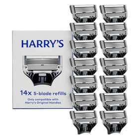 Harry's front packaging showing 14 refills and clear labeling for easy stocking