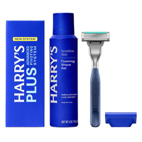 Harry's front packaging showing kit contents and clear benefit preview