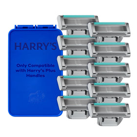 Harry's front packaging showing ten refill cartridges for convenience