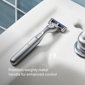 Harry's handle grip texture showing soft rubberized grip for secure control