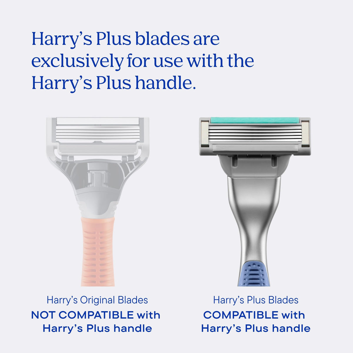 Harry's three Plus razor cartridges grouped for compact precision