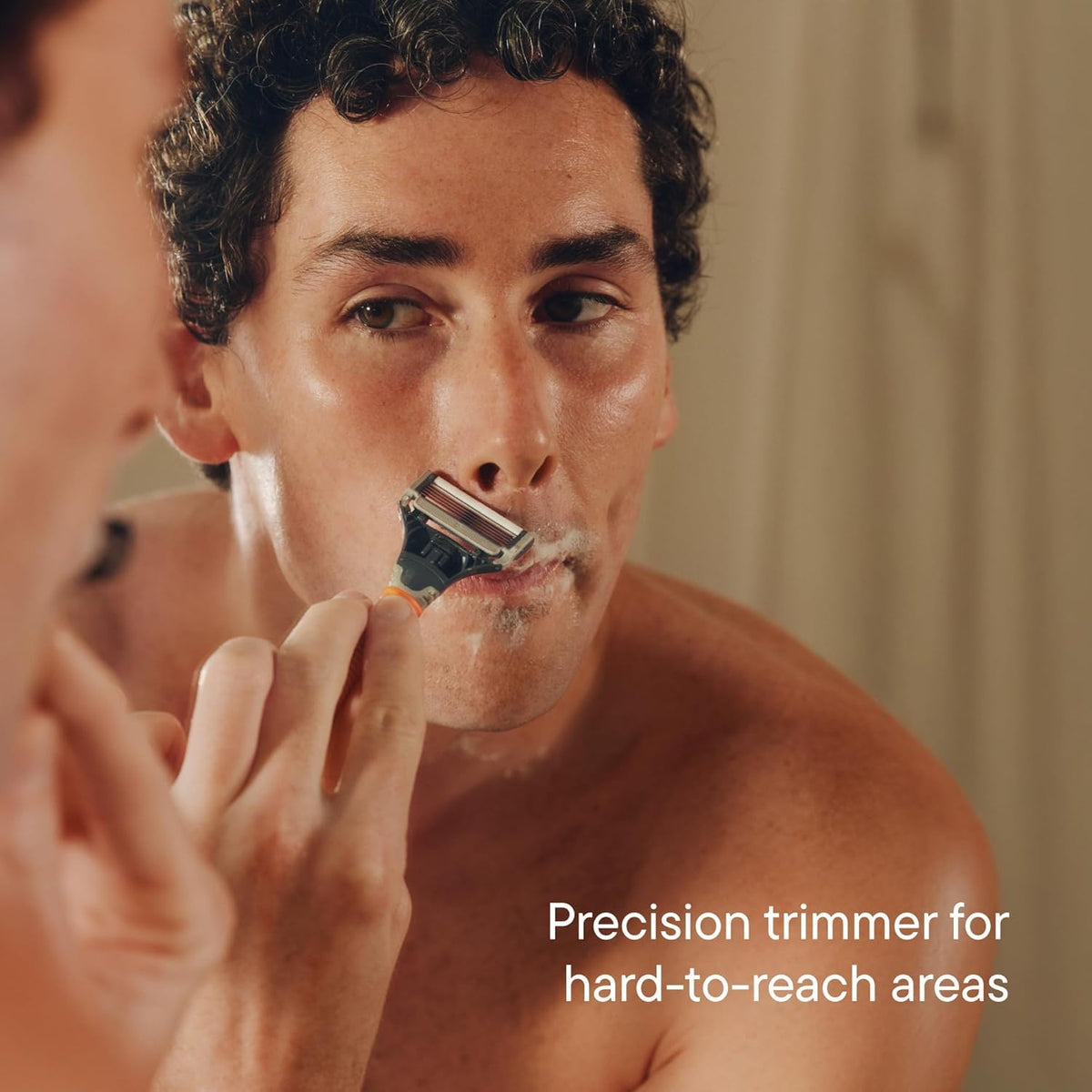 Harry's precision trimmer blade reaching sideburns and under-nose edges