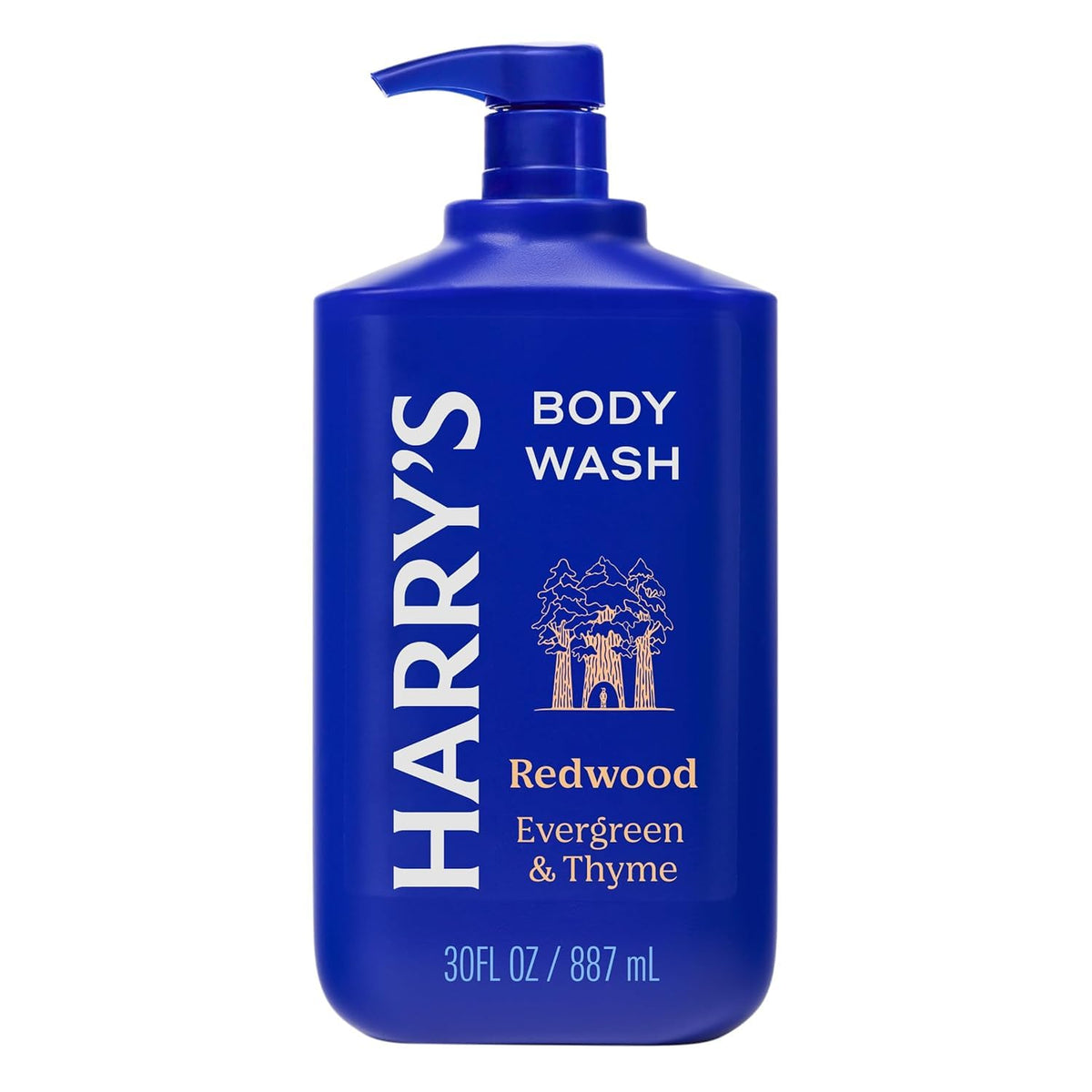 Harry's Redwood front packaging showing bottle and scent, highlights long-lasting value