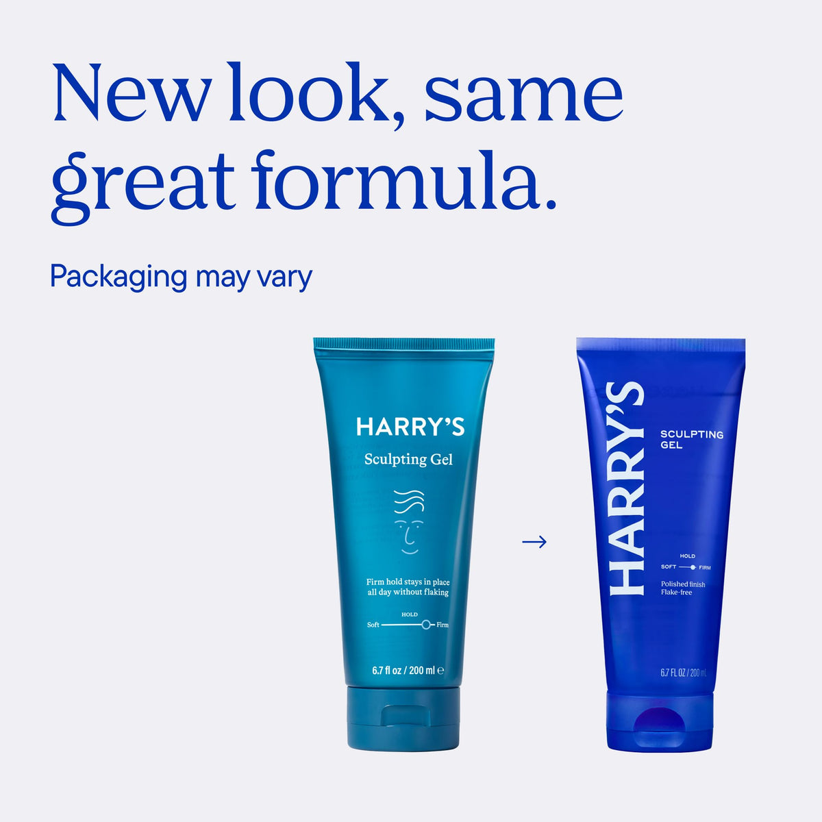 Harry's gel beside ruler showing 6.7 fl oz size for travel convenience