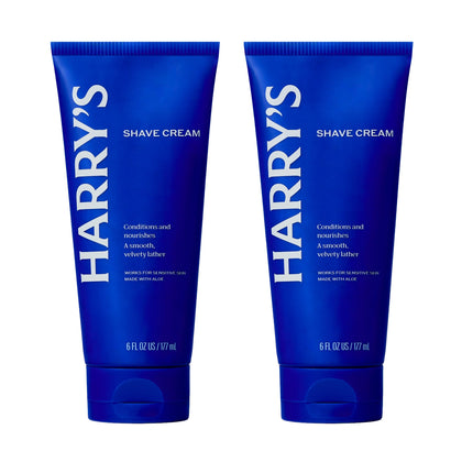 Harry's front packaging shows two 6 oz tubes and clear product benefits