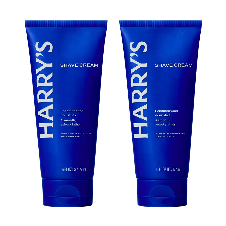 Harry's front packaging shows two 6 oz tubes and clear product benefits