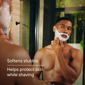 Razor moving through Harry's lather demonstrating improved control