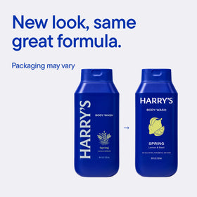 Harry's bottle pouring thick gel demonstrating rich lather and gentle cleanse