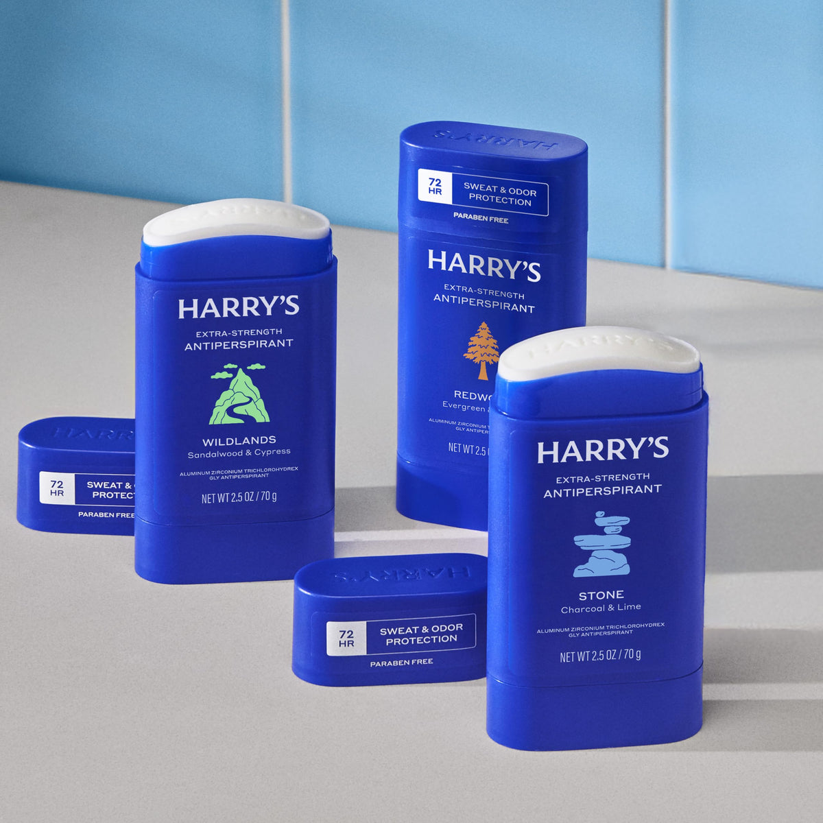 Harry's stick held in hand to show compact travel-friendly size and convenience