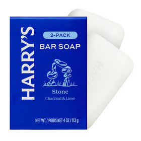 Harry's Stone bar on bathroom shelf conveying everyday grooming lifestyle