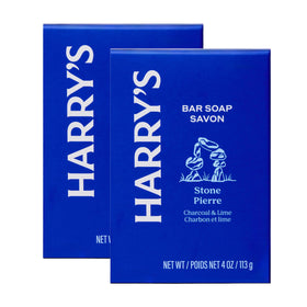 Harry's front packaging showing Stone scent and two bars for easy selection