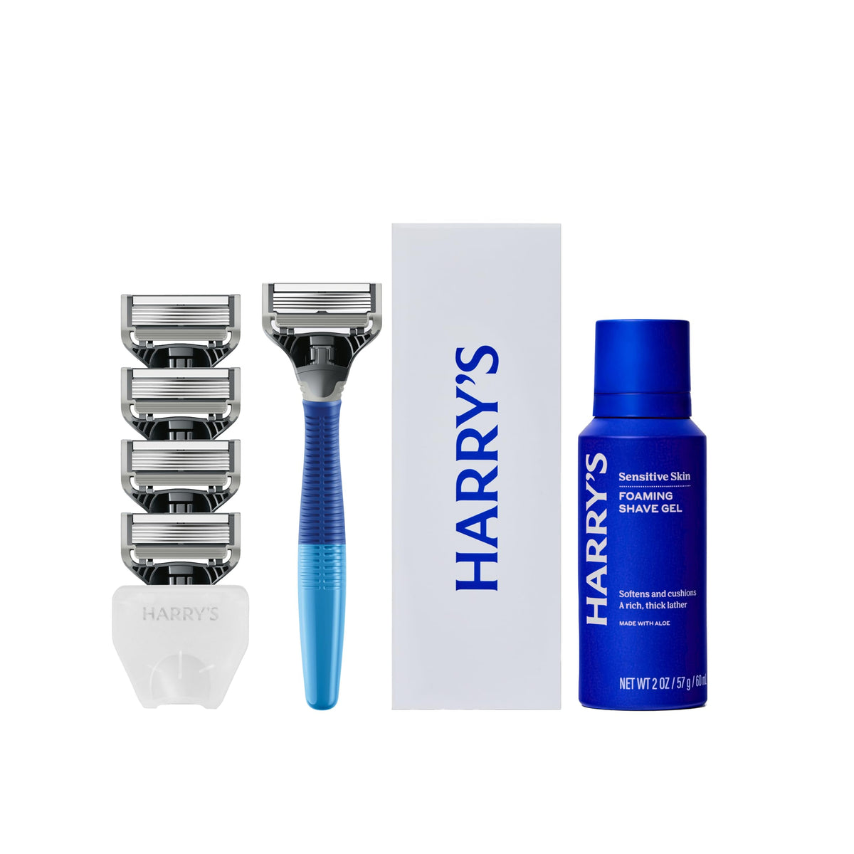 Harry's Truman front packaging showing complete shave kit benefits