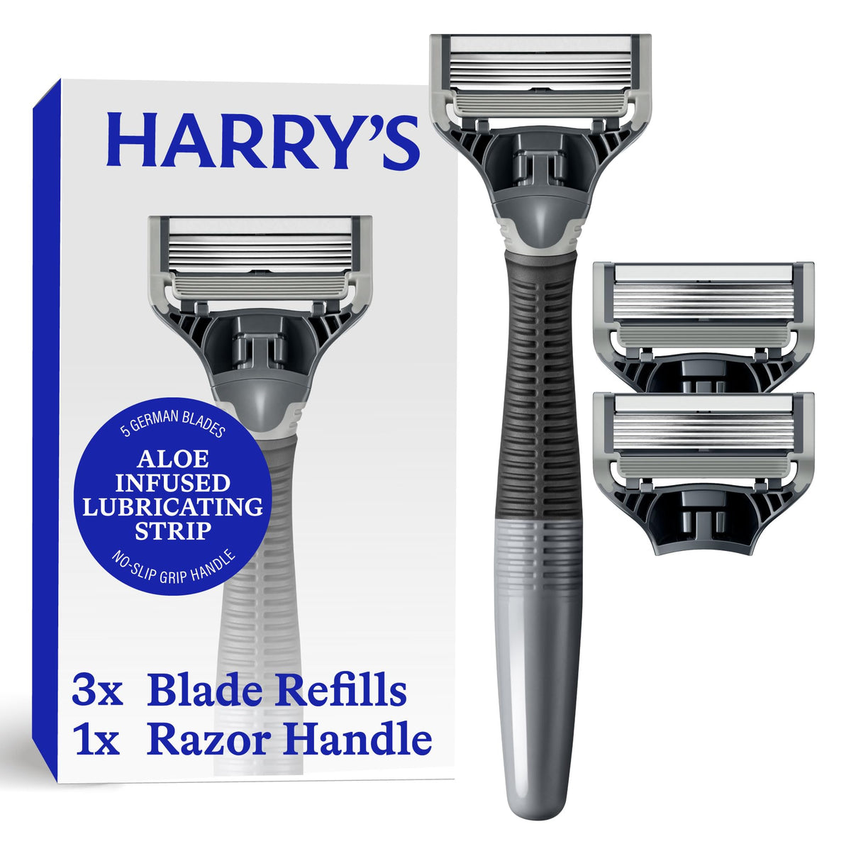 harry's truman handle front view showing balanced weight and reliable grip