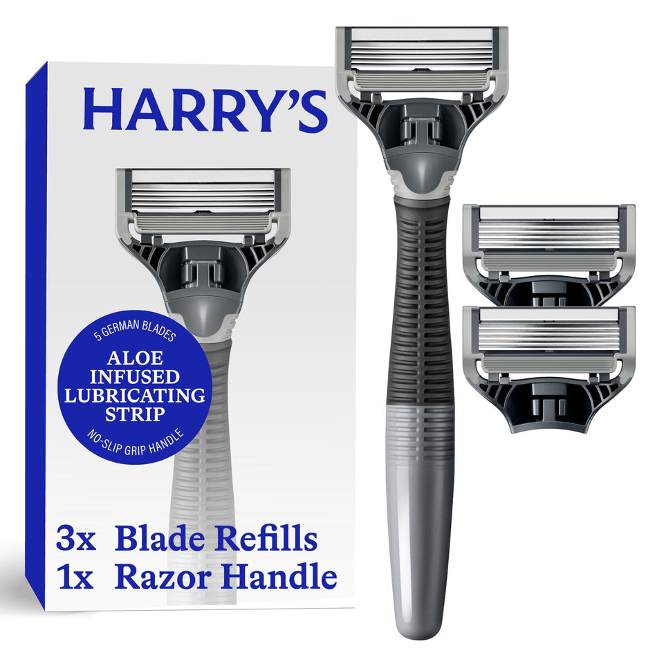 harry's truman handle front view showing balanced weight and reliable grip