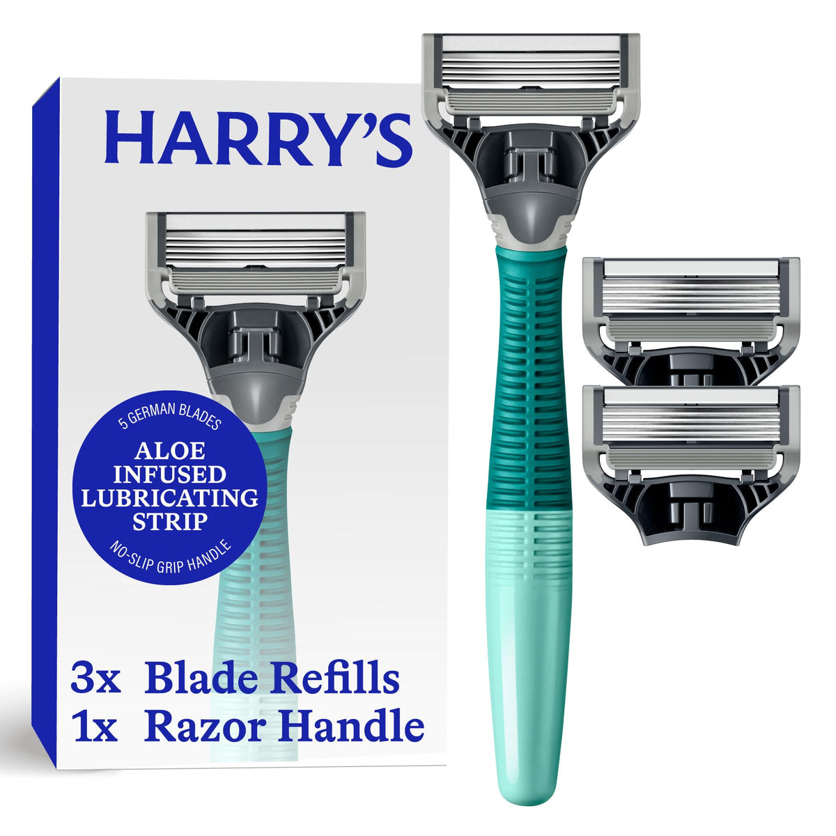 Harry's Truman handle front view showing ergonomic control and balance