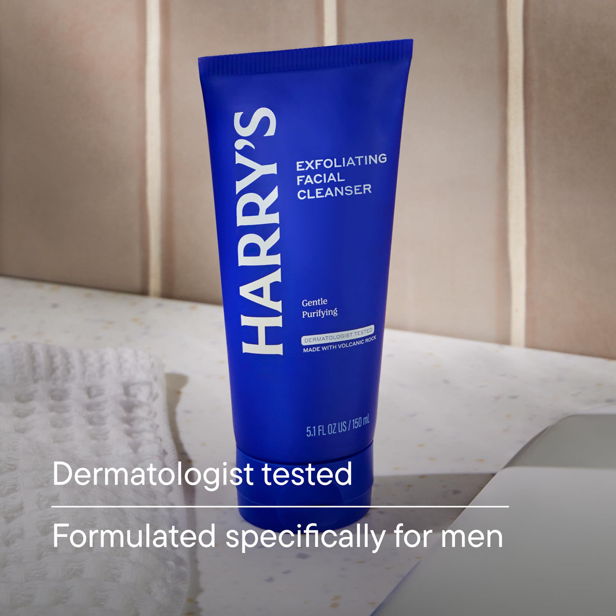 Harry's volcanic rock granules texture demonstrating gentle scrub
