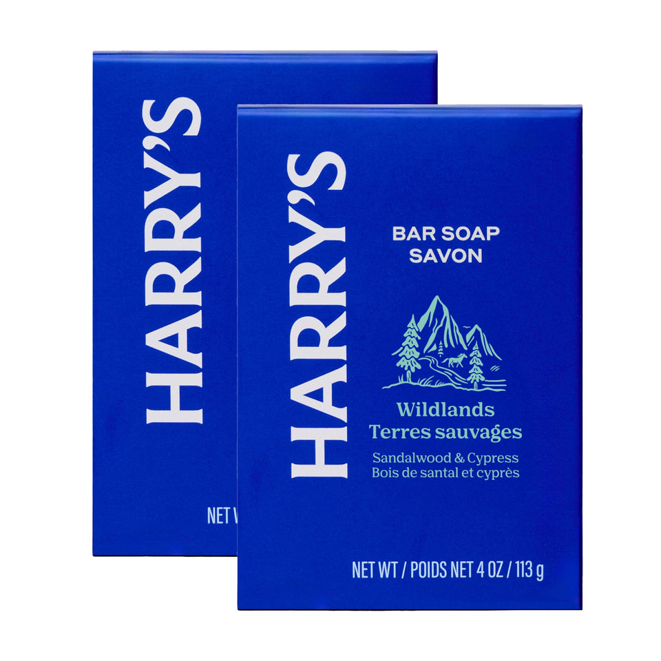 Harry's front packaging showing two Wildlands bars and clear product messaging