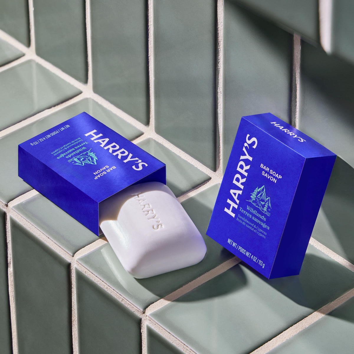 Harry's bar being used in a shower demonstrating suds and rinseability