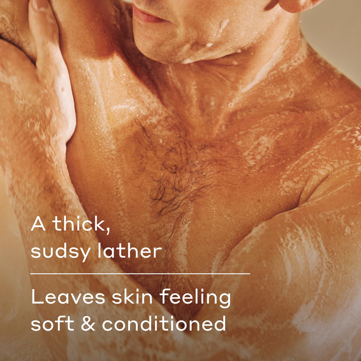 Harry's Wildlands in-shower use by a man illustrating gentle cleansing and scent