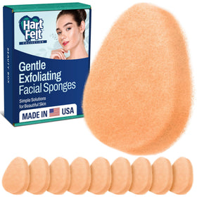 HartFelt front packaging showing ten reusable facial sponges and benefits