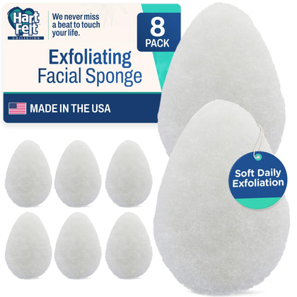 HartFelt front packaging showing eight tear drop face scrubbers and benefits