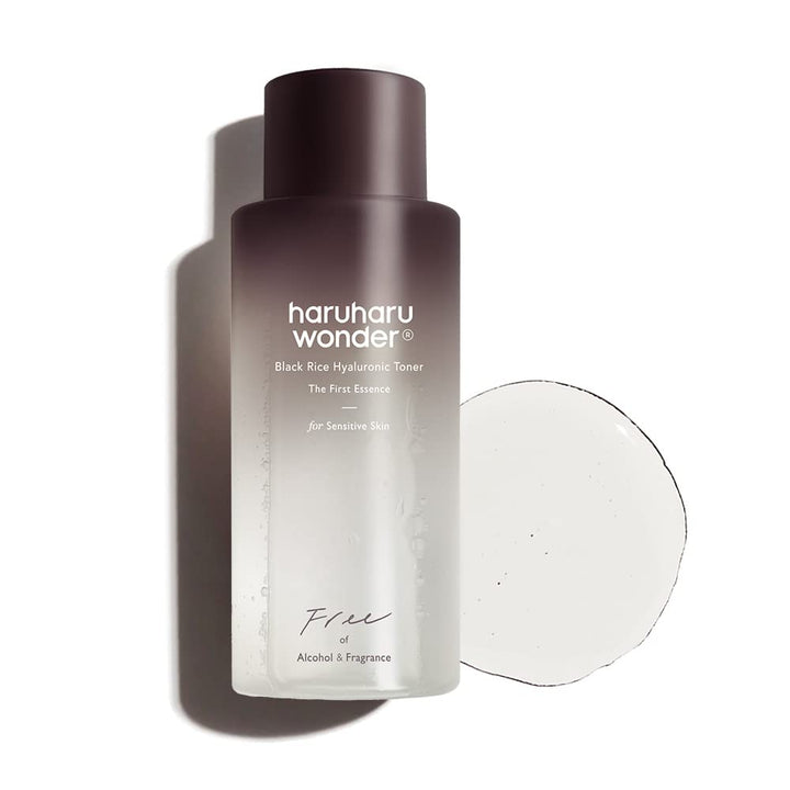 HARUHARU front bottle view showing black rice toner for gentle hydration