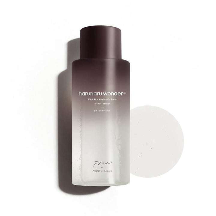 HARUHARU front bottle showing black rice toner for visible hydration