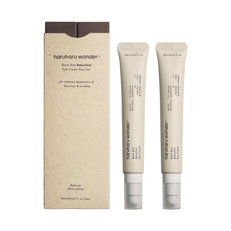 HARUHARU front packaging duo set showing both eye cream tubes and benefits