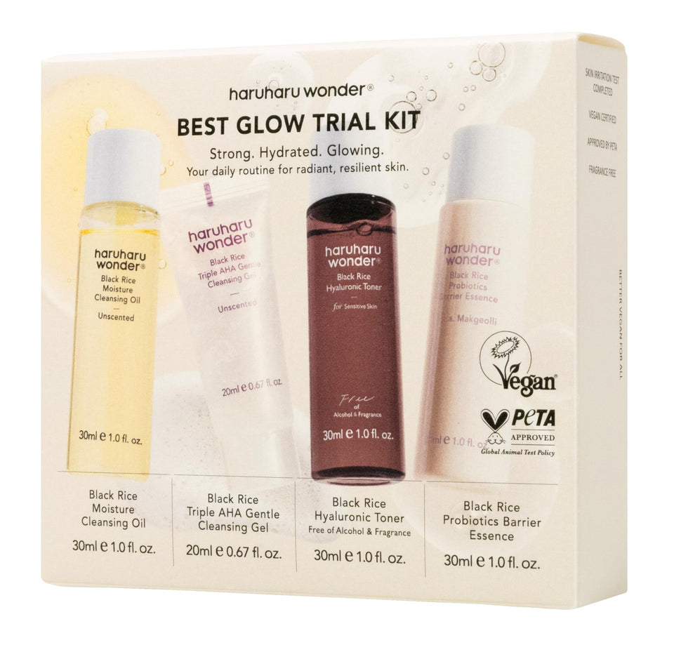 HARUHARU front packaging of trial kit showing compact travel benefit