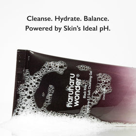 HARUHARU pump dispensing cleanser showing portion control and easy use benefit