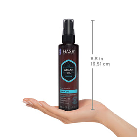 HASK ingredients label close-up emphasizing argan oil and clean formulation benefit