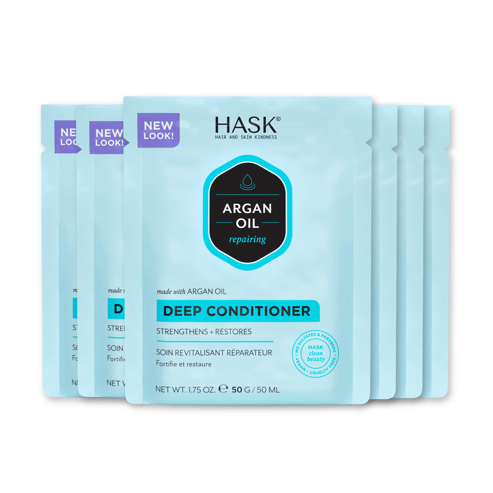 HASK front packaging showing the argan oil deep conditioner and benefits