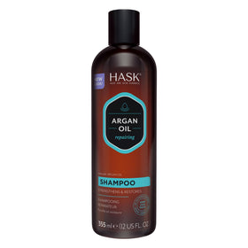 HASK shampoo front packaging showing bottle and label benefit