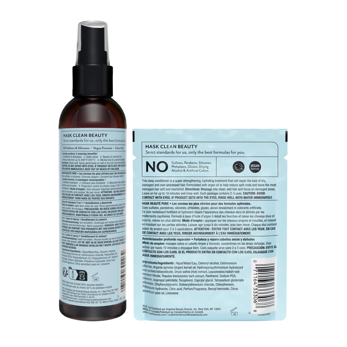 HASK deep conditioner packette in travel pouch for treatments on the go