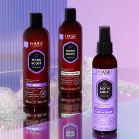 HASK-treated hair styled for volume showing fuller, bouncy results