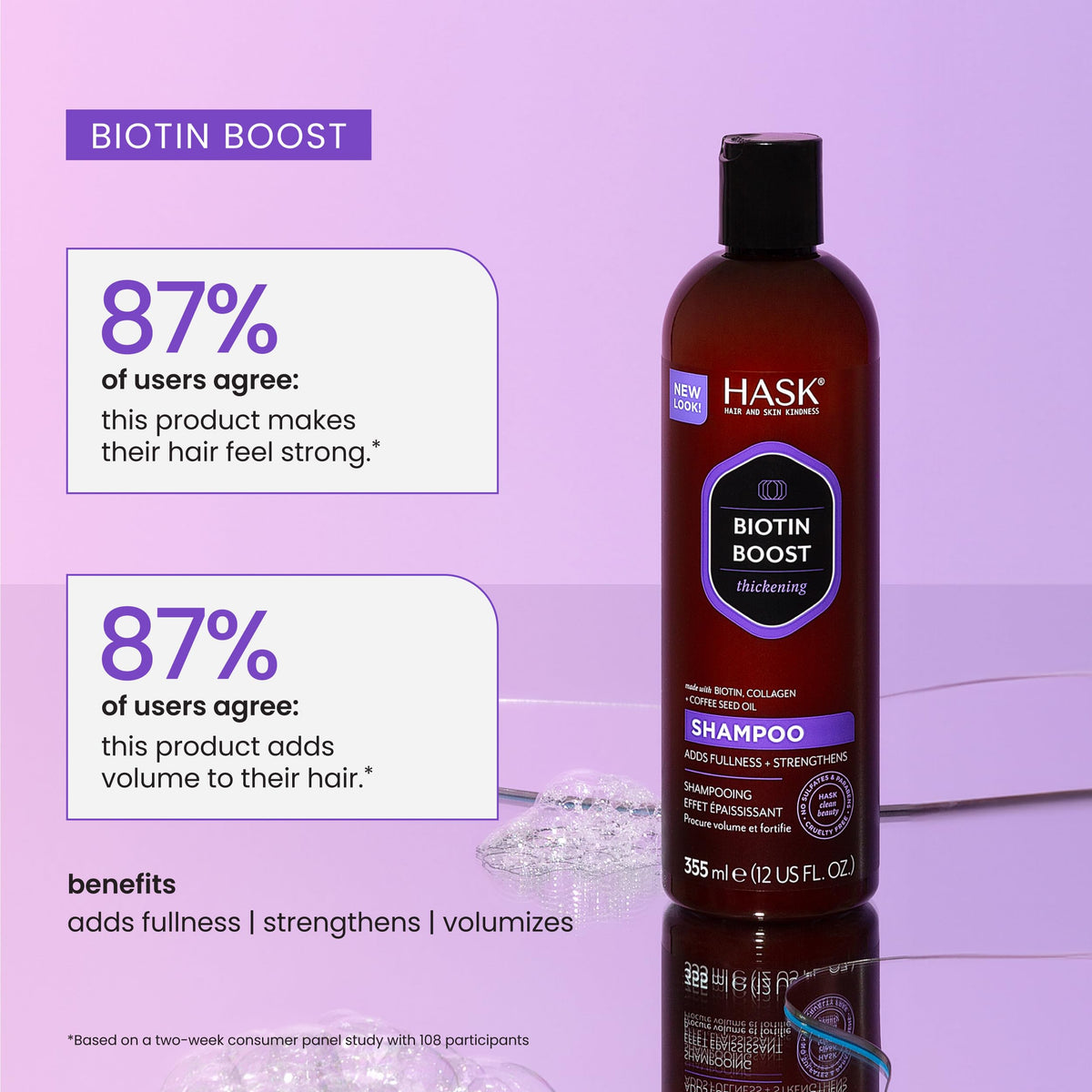 HASK bottle in hand scale showing 12 fl oz size practicality