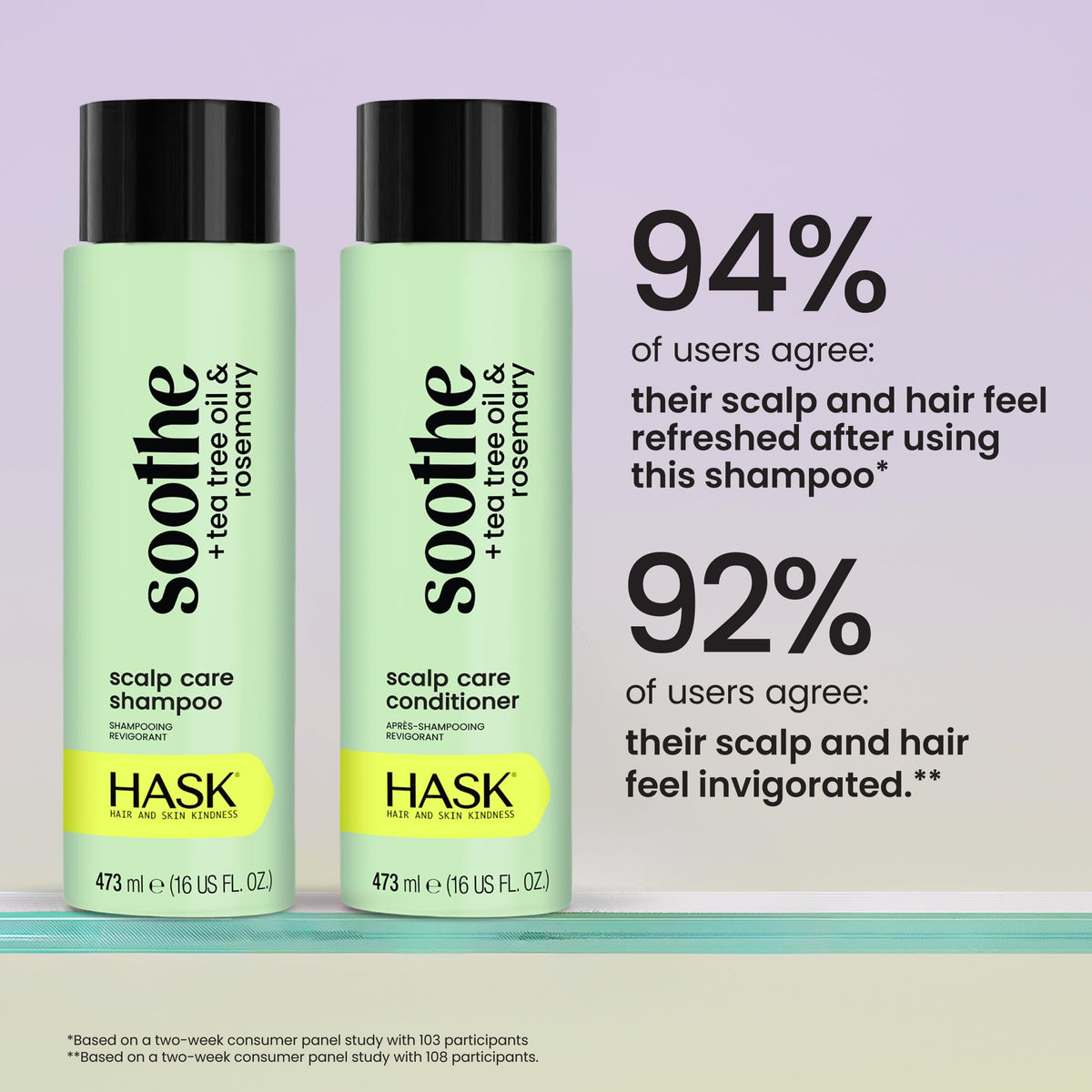 HASK two 16oz bottles side by side for size comparison