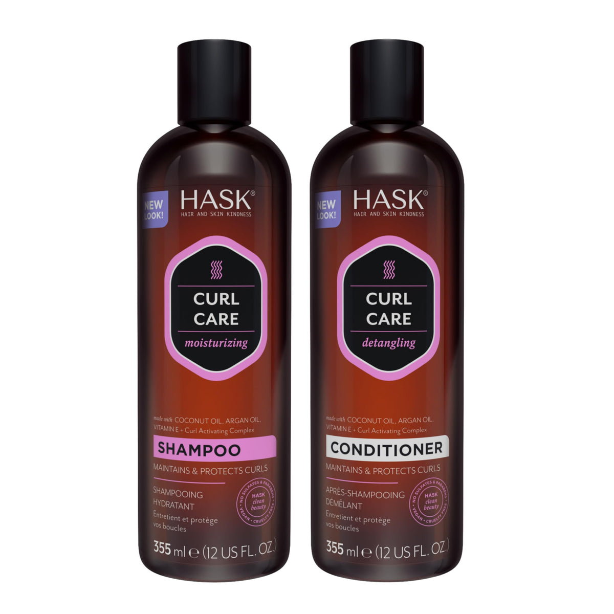 HASK front packaging showing shampoo and conditioner for defined curls