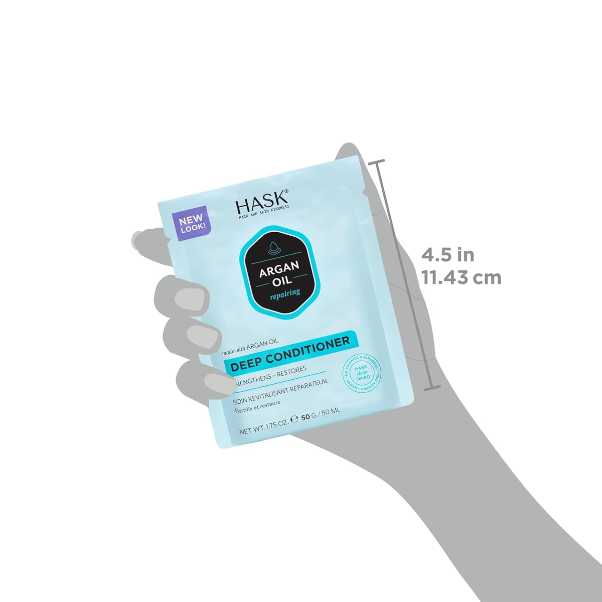 HASK leave-in spray being applied to wet hair for detangling and frizz control