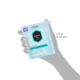 HASK leave-in spray being applied to wet hair for detangling and frizz control