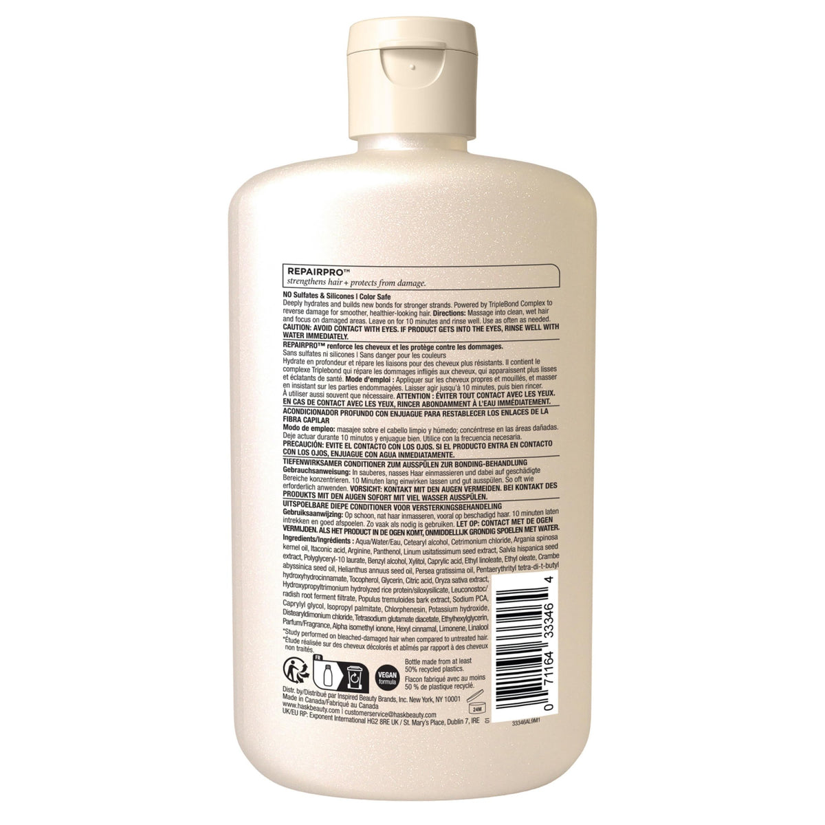 HASK label ingredients and claims emphasizing sulfate-free formula