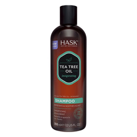 HASK front packaging of shampoo showing bottle and brand benefits