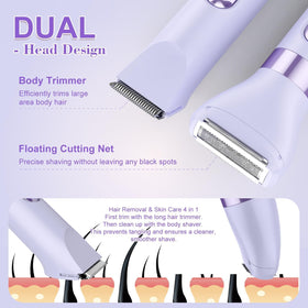 Hatteker four detachable heads lined up for versatile full-body grooming benefit
