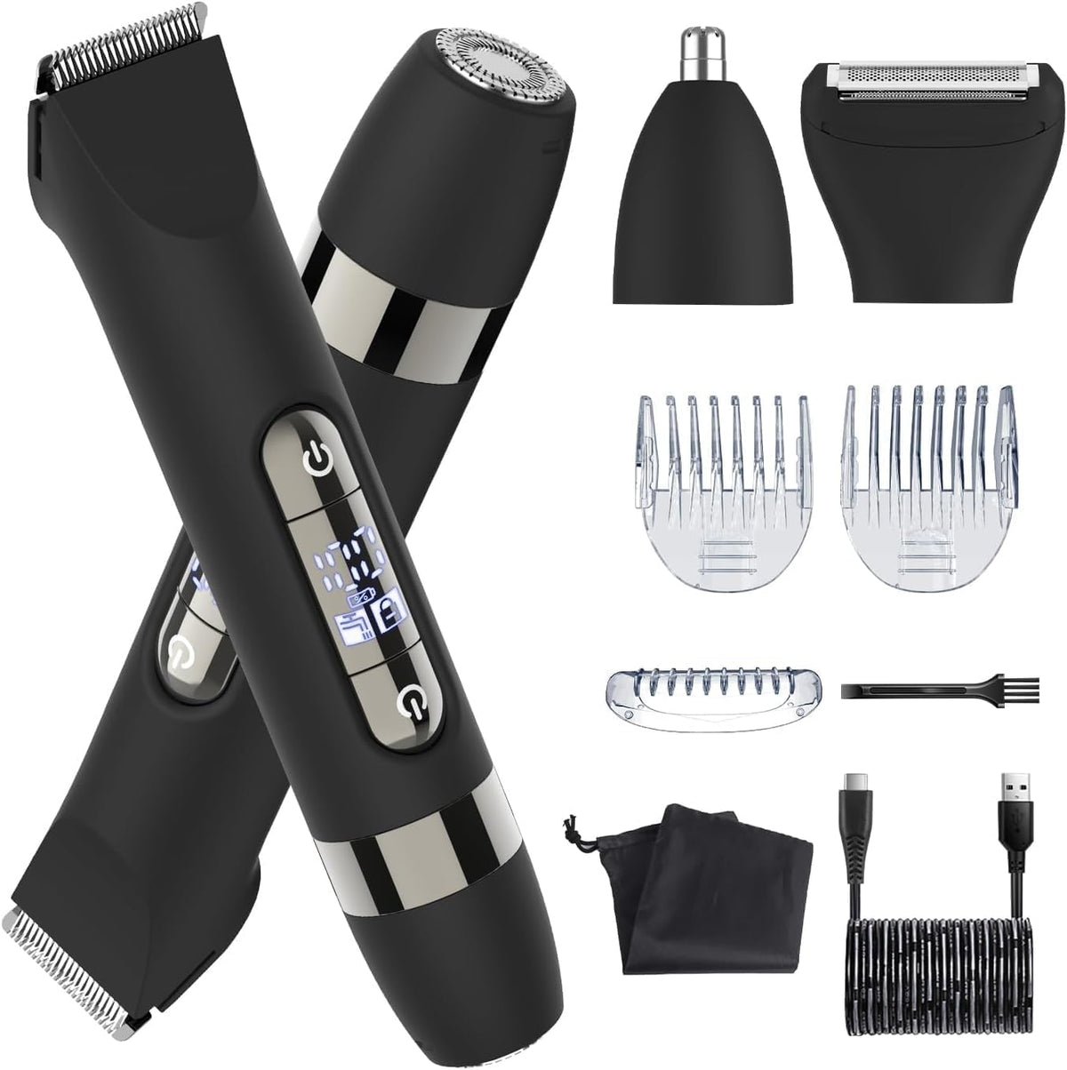 Hatteker front view of trimmer showing compact travel-ready design and convenience
