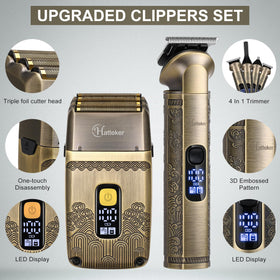Hatteker triple foil shaver top view highlighting foils for a smooth, close finish