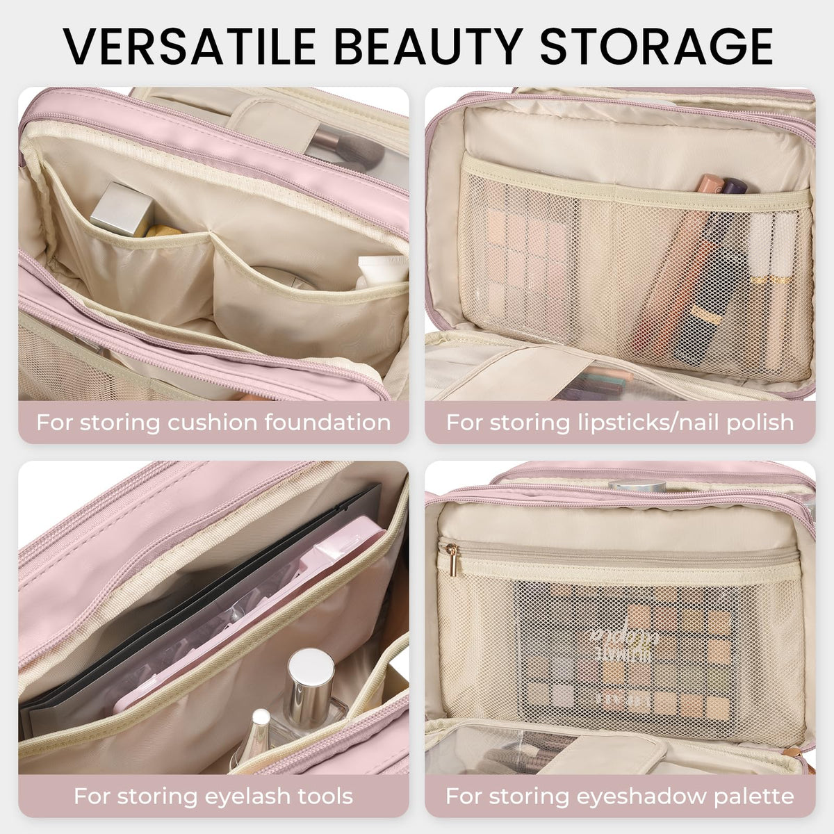 HauteHues packed travel scene with cosmetics showing travel readiness