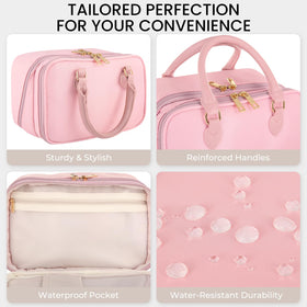 HauteHues size comparison with toiletries showing true-to-scale capacity