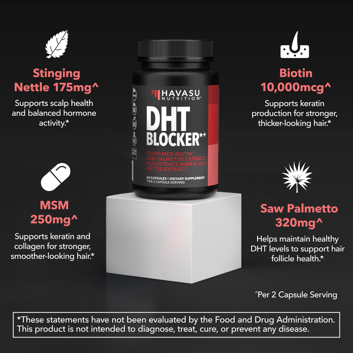 HAVASU NUTRITION capsule beside ruler showing serving size for accurate dosage