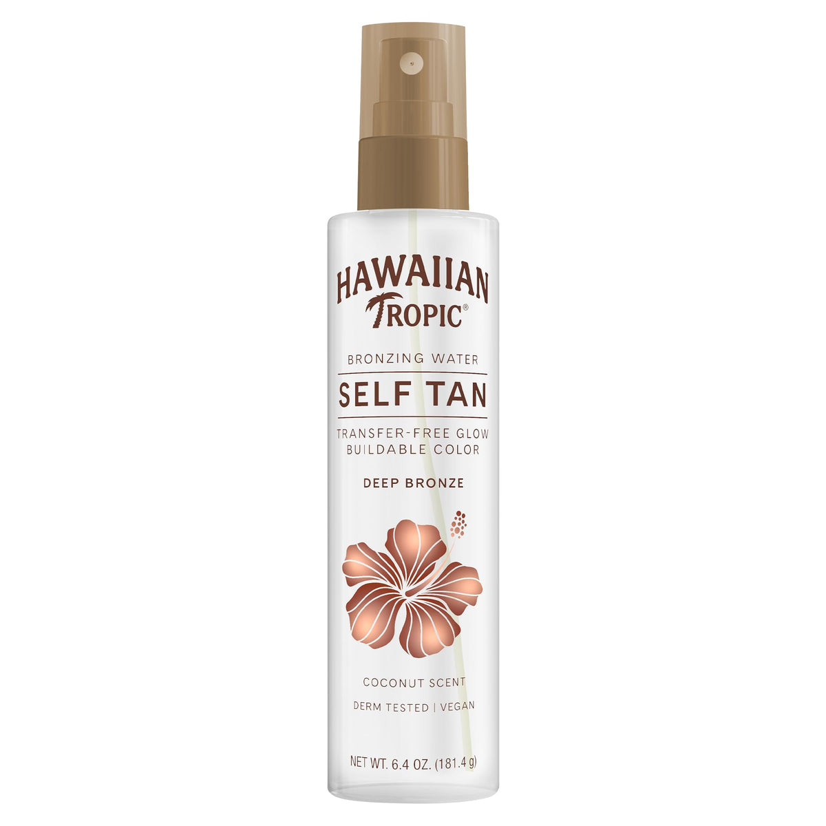 Hawaiian Tropic bottle front packaging showing Deep Bronze benefit